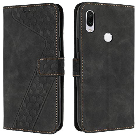 OKZone Kompatibel mit Xiaomi Redmi 7/Xiaomi Redmi Y3 Hülle, PU Leder Handyhülle Tasche Wallet Schutzhülle Flip Cover Klappbar Stoßfeste Brieftasche Etui mit Magnet Kartenfach TPU Lederhülle (Schwarz)