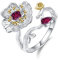 Gem's Beauty Geschenke für Sie Rhodolith Ringe 925 Sterling Silber Blühende Mohnblumen Ringe Rhodolith Damen Ringe Geburtsstein Schmuck Valentinstagsgeschenke für die Frau