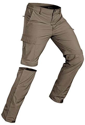 Wespornow Herren Zip-Off-Wanderhose-Abnehmbar-Trekkinghose, Atmungsaktiv Outdoorhose Arbeit Hosen Schnell Trockend Sommer Funktionshose mit 5 Taschen (Braun, XL)