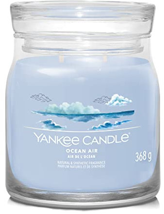 Yankee Candle Signature Scented Candle | Ocean Air Medium Jar Candle with Double Wicks | Soy Wax Blend Long Burning Candle | Perfect Gifts for Women (1630018E)