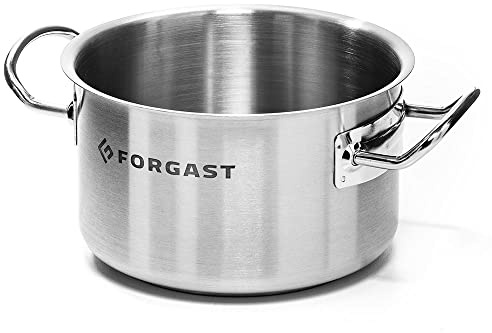 Forgast Olla baja de Acero Inoxidable | Capacidad 18 litros | Diámetro ⌀ 35 cm | La olla se puede utilizar en todo tipo de cocinas: eléctrica, gas e inducción | Aptas para el lavavajillas