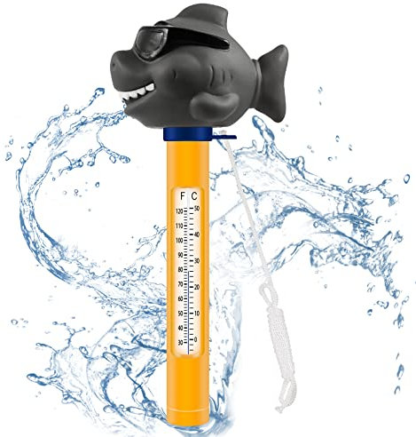 Schwimmendes Wasserthermometer, Schwimmbad Thermometer, Cartoon-Wassertemperatur Thermometer, Bruchsicheres Schwimmbadthermometer mit Seil, Geeignet für Whirlpools im Innen- und Außenbereich, Pools