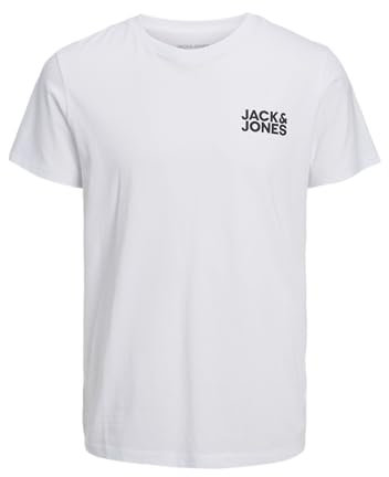 Jack & Jones Jjecorp Logo Tee SS O-Neck Noos T-Shirt, White/Fit : Slim/Small Print/Black, X Homme