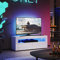SUNXURY TV Board Weiss Fernsehtisch Lowboard mit 12 Farben LED-Beleuchtung einstellbar 120 x 40 x 45 cm(BxTxH) Weiß Hochglanz TV Schrank Fernsehschrank für Wohnzimmer Schlafzimmer