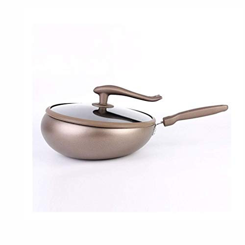 Eisen-Bratpfanne-Wok, 31-cm-Pfanne, ölfreie, spritzwassergeschützte Pfanne, geeignet für Gasherd, Induktionsherd, moderne Pfanne mit neuartigem Design