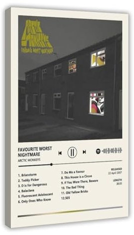Sänger Arctic Monkeys Favourite Worst Nightmare Album Cover Leinwand Poster Schlafzimmer Dekor Sport Landschaft Büro Zimmer Dekor Geschenk Rahmen-Stil 30 x 45 cm