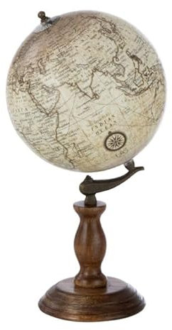 Globe sur Pied en Bois Terrestre 40cm Marron & Beige