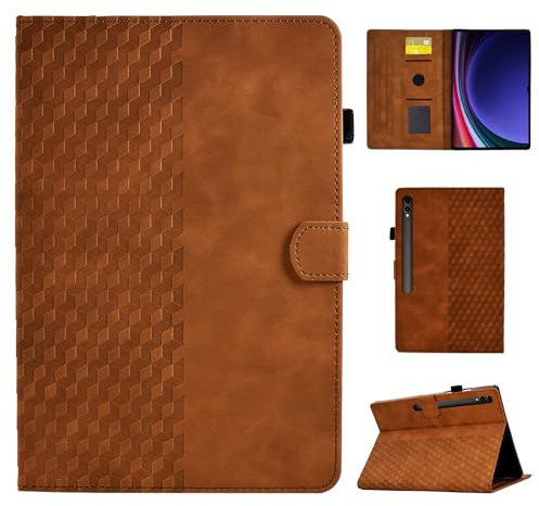 CASAFUNY Funda para Samsung Galaxy Tab S9 Ultra 2023 14,6 Pulgadas Protectora Carcasa con S Pen Soporte para Samsung Galaxy Tab S9 Ultra 2023 (SM-X910/SM-X916B/SM-X918U), Marrón