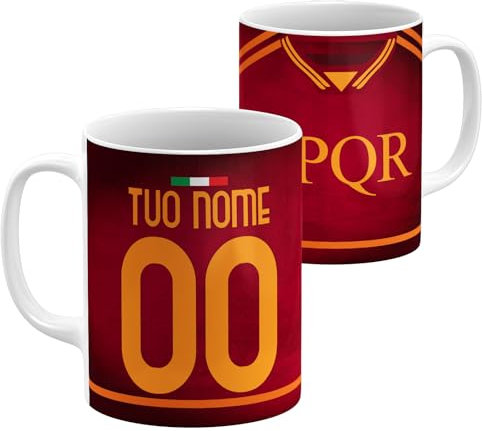 StudioPixelStore Tazza Personalizzata – Idea Regali Personalizzati – Mug Personalizzabile con Squadre del Campionato Italiano – Tazze in Ceramica per la Colazione – (Tifosi Romanisti)