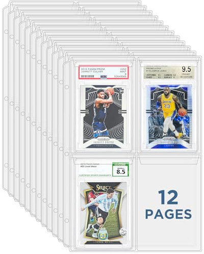 CollectHall Graded Card Sleeves, PSA Slab Binder Pages für Aufbewahrung & Präsentation, Kompatibel mit PSA, BGS, CGC Sportkarten und One-Touch-Magnetkartenhalter, 12 Seiten