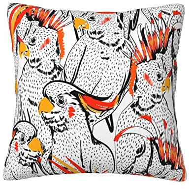 Kopfkissenbezug Kakadu-Vögel Kritzeln Schöne Mode Kissen-Hülle Dekorativen Zierkissen Retro Kissenhülle 45X45cm Für Auto, Sofa, Büro