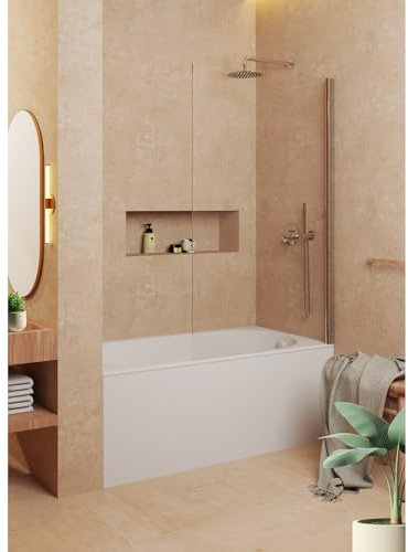 SOULBATH Mampara de bañera Frontal Panel Fijo - Transparente - Cristal Templado 8 mm Antical - Perfil Cromo - Incluye Brazo sujeción - Ancho 90 cm - Alto 150 cm