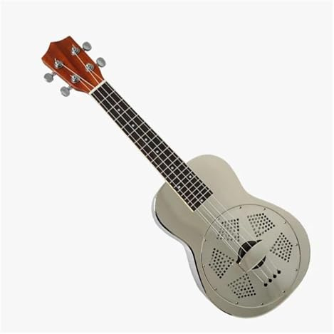 Konzert-Ukulele Mit Glänzendem Chrom-Messing-Körper Und Resonator-Ukulele Mit Hartschalenkoffer Ukulele für Anfänger