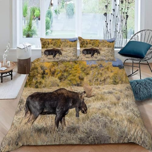 VIMOOR Yak Bettwäsche Set 220x240 Erwachsene Jugendliche Wilde Tiere Bettbezug mit Reißverschluss und 2 Kissenbezüge 80x80cm 3D Weich Mikrofaser Jugendliche Bettbezüge 3teilig Winter