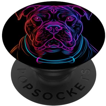 Synthwave Art American Bully Dog PopSockets mit austauschbarem PopGrip
