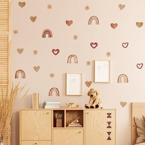 HGDESIGN® Wandtattoo Wandaufkleber Wandsticker Blumen Herz Baum Wanddeko für Kinderzimmer Babyzimmer Kind Baby Junge Mädchen (D)