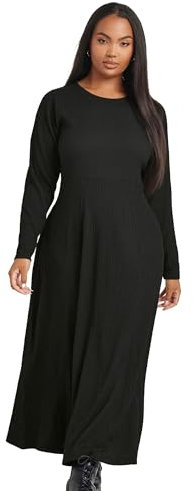 Yours Curve Textured Flared Maxi Dress - Women's - Plus Size Curve Black