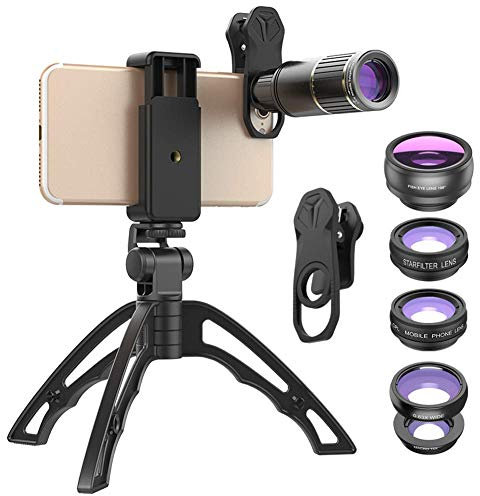 Kit obiettivo fotocamera per telefono, teleobiettivo HD 16X ad alta potenza con treppiede, per iPhone 11 Pro Max/XR/XS MAX/XS/X/8/7/6/6 Plus/Samsung/smartphone, binocolo