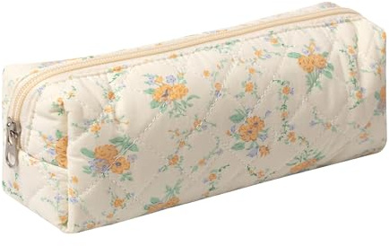 Pencil Case Office College School Storage Bag Pouch Holder Box Organizer Makeup Pouch Cosmetic Bag Aesthetic Cute Pen Case for Girls Boys Kids (Orange blossom)