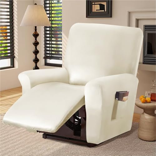 Generisch Stretchhusse Für Relaxsessel, Sesselschoner Für Relaxsessel, Relaxsessel Bezüge Mit Seitentasche, Elastisch Sesselbezug(White,Double)
