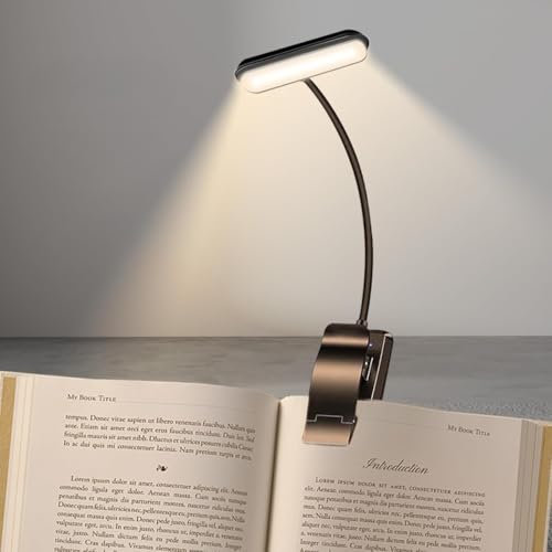 YverLand Luz lectura de libro con pinza de 5 leds, cuello flexible ajustable 360º, 3 pilas AAA NO incluidas, Lámpara portátil noche cama escritorio infantil estudiar (3 Pilas AAA NO incluidas)