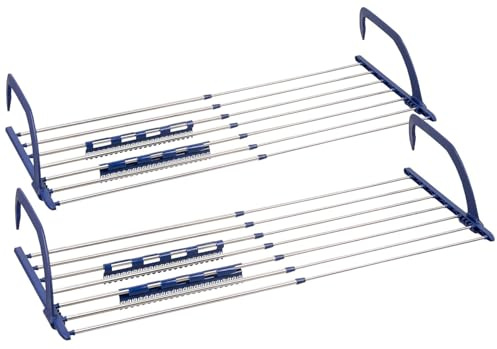 PEARL Handtuchhalter: 2er-Set Premium-Teleskop-Wäschetrockner für Heizkörper, 4 m ausziehbar (Wäschetrockner Balkon, Wäscheständer für Balkongeländer, Shirt)