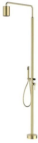 XJTNLB Gartendusche Edelstahl Freistehend Warm und Kaltwasser Outdoor Dusche Garten Gold Gebürstet Duschkopf für Gartendusche