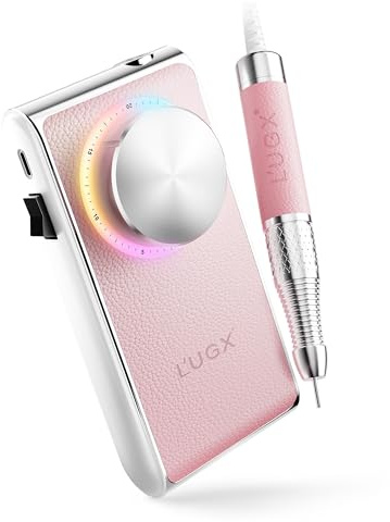 L'UGX Kabellose Nagelfräser Professionell 30000 RPM – Kernlosen Motor Tragbarer Elektrische Nagelfeile für Gel- & Acrylnägel, Maniküre Set Elektrisch, Leise & Vibrationsarm, Lange Akkulaufzeit-Rosa