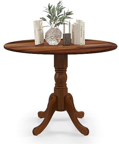FANTASK runder Esstisch, Rundtisch aus Massivholz, Küchentisch für 4 Personen, Esszimmertisch für Küche und Esszimmer, 100 x 100 x 73 cm (Walnuss)
