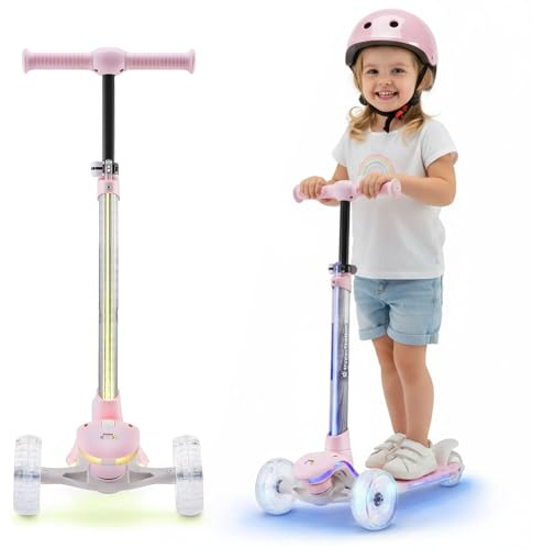 HyperMotion Scooter für Kinder von 3-8 Jahren, Zweirad Scooter Willy, Faltbar, Höhenverstellbarer Lenker, Gummiräder, rutschfeste Plattform, Belastbarkeit bis 40 kg, Schwarz