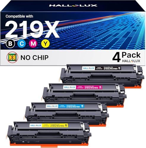 HALLOLUX 219X Toner Set Kompatible für HP 219X 219A für HP Color LaserJet Pro MFP 3302FDWG 3202DW 3302SDWG 3302FDNG 3302FDW 3302SDW 3302FDN 3302FDWG 3202DN W2190X W2191X W2192X W2193X (KEIN CHIP)