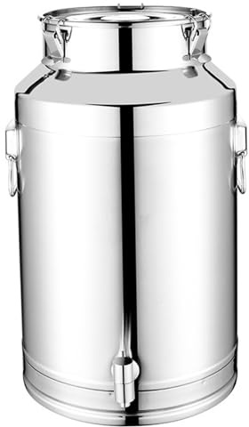 Seau en acier inoxydable avec couvercle, distributeur d'eau en acier inoxydable 9 L, qualité alimentaire 201, bidon de lait avec couvercle, joint anti-fuite et robinet pour huile de cuisine, vin, sto