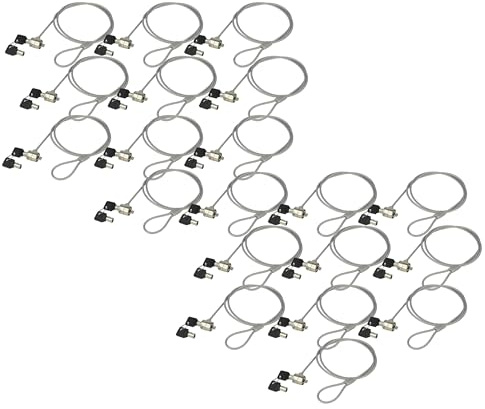vhbw 20x Kensington Lock für Laptop Notebook | Kabelschloss mit Schlüsseln, 1,2 m