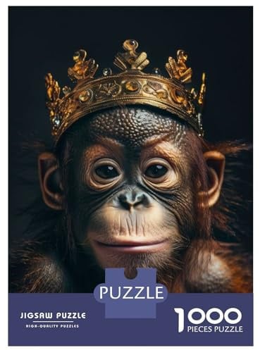 1000-Teile-Puzzle Für Erwachsene Chimpanzee Cute King Puzzle Für Erwachsene Spielzeug Wanddekoration Handgeschwindigkeitsrennen Schwierig Und Herausfordernd 38x26cm/1000pcs