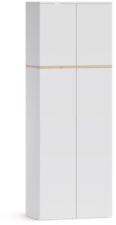 Vicco Mehrzweckschrank Viktor, Weiß/Artisan-Eiche, 68 x 188.6 cm | mit 8 geschlossenen Fächern