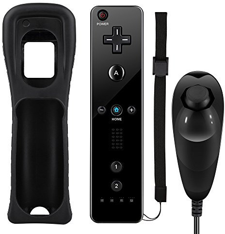 Prous XW02 - Telecomando wireless Wii e Nunchuk multiplayer, Gamepad Wii U Pro con custodia in silicone e cinturino da polso per Nintendo Wii e Wii U