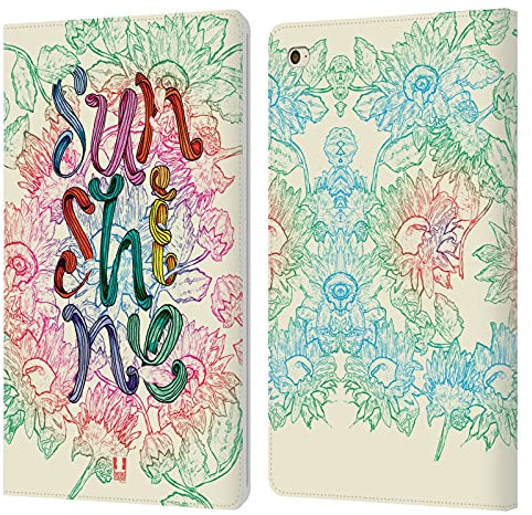 Head Case Designs Sol De Garabato Girasol Carcasa de Cuero Tipo Libro Compatible con Apple iPad Mini 4
