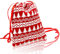 Geschenkebeutel Geschenksäckchen ca. 16 x 18,5 cm | Rote Filztasche mit Kordel | weißes Tannenmuster | Geschenktasche Weihnachten, Advent, Nikolaus