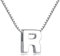 Candyfancy Buchstaben Kette - Buchstabenkette Kette mit Buchstabenanhänger Silber Halskette Kettenanhänger Initialen Silberkette Damen 925 (Kette mit buchstabe R)