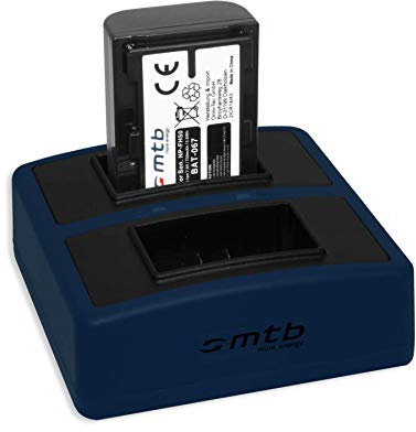 Batterie + Double Chargeur Compact (USB) Compatible avec NP-FH50, FP50 / Compatible avec Sony DSC-HX1, HX100(V), HX200(V) / Alpha 330.. / HDR-TG1.. + et d'autres - v. liste - Cable Micro USB Inclus