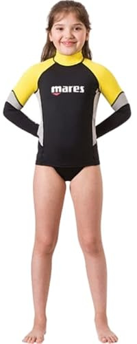 Mares Rash Guard UPF Block 80+ Junior, leichtes Stoff-Sonnenschutz-T-Shirt für Kinder, Gelb/Schwarz, L