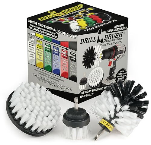 Drillbrush 3 Stück Drill Bürstenreinigungswerkzeug Anbausatz für Scrubbing/Reinigung Fliesen, Mörtel, Dusche, Badewanne, und alle anderen Allzweck- Scrubbing (Automotive Weich-weiß)