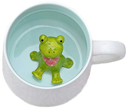 ZaH Coffee Mug Cartoon Animal Ceramic Cup Christmas Birthday Gift for Kids Boys Girls 12oz Frog