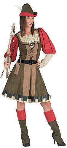 Lady Marian Robin Hood Kostüm für Damen - Grün Rot - Gr. 36/38