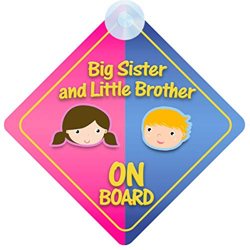 Autoschild mit Aufschrift Big Sister And Little Brother on Board, für Kinder / Jungen und Mädchen, nicht personalisierbar