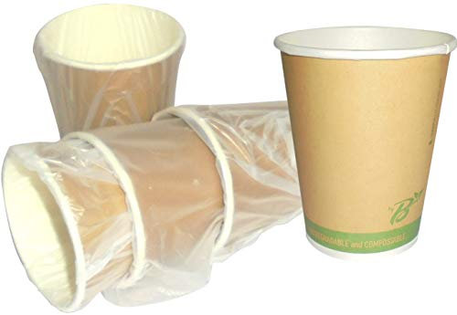 SDG PZ 50 Bicchiere da ML 266 (9 OZ) 100% BIODEGRADABILE INCARTATO SINGOLARMENTE in Carta Biologica per Bevande Calde E Fredde
