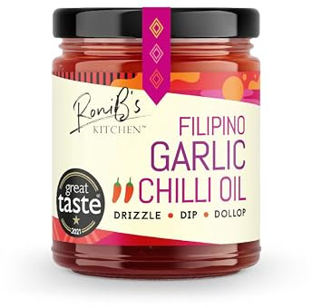 Garlic Chilli Oil from RoniB’s Kitchen 190ml – Vegan, Award-Winning, Chinese and Filipino Inspired Garlic Chilli Oil for Dipping, Dressing and Cooking