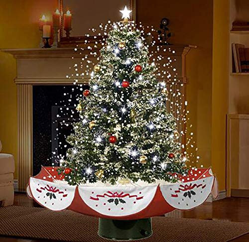 Snowing Christmas Tree - Green with Red & White Skirt; Mini 75cm/2ft6in Tall - 65cm/2ft6in Diameter