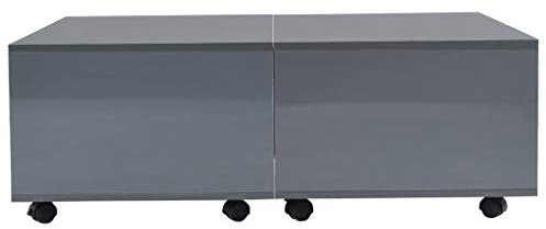 Tidyard Ausziehbarer Couchtisch Küchentisch aus Spanplatte,Esszimmertisch Beistelltisch Wohnzimmertisch 100 x 100 x 35 cm,Sofatisch Kaffeetisch Mit 1 Innenfach und feststellbaren Rädern,Ausziehtisch
