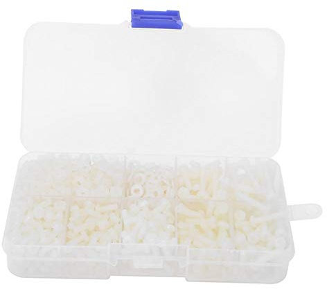 Nylon Schraube Mutter, 800 Stück M3 Nylon Schraube Mutter Set Unterlegscheibe Kombinationssatz Befestigungselemente (Weiß)